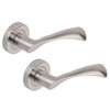 Excel Passage Door Handles on Round Rose, Satin Chrome