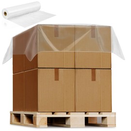 Pangda LDPE Pallet Top Sheeting 60''l x 60''w 1.5 Mil (250 Bags/roll) Perforated Clear Plastic Pallet Cover Bags for Outdoors Temporary Dustproof Stacking Mat Warehouse Manufacture Truckload Shipments