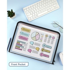 SKYDUE Accordion File Organizer, 7 Pocket Expanding File Folder with Front Pocket, Letter Size, Important Document Organizer with Double Zipper, School Office Supplies