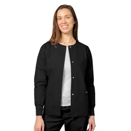 Adar Uniforms, Universal Scrubs for Women - Round Neck Warm-Up Scrub Jacket - 602 - Black - XS