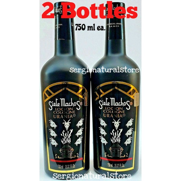 2 Bottles SIETE MACHOS COLOGNE LOCION URANIA MEXICO 750 ml each Hecho en Mexico