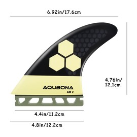 AQUBONA Surfboard Fin Single tab AM2 Fiberglass Surfing Thruster with Fin Bag & Fin Key
