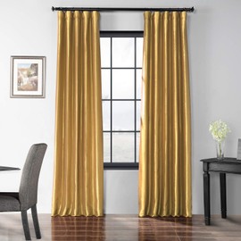 HPD Half Price Drapes PTCH-BO404-108 Blackout Faux Silk Taffeta Curtain (1 Panel), 50 X 108, Golden Spice