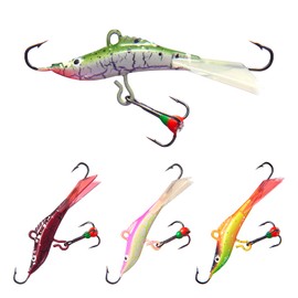 BASSDASH Ice Fishing Lures with Glide Tail Wings Winter Ice Jigging Fishing Jigs for Bass Perch Walleye Pike