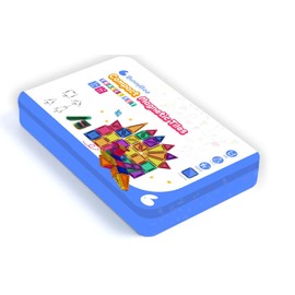 BunnyBoo 42PC Mini Magnetic Tiles Travel Set | STEM Gifts for Ages 3-8 | Food-Grade ABS with 360° Rotation Magnets | 7.1"×4.5" Iron 2-in-1 Building Base Box | Airplane, Camping & Restaurant Toys