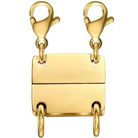 Clysoru Necklace Layering Clasps and Closures for Women Gold and Silver Multiple for Layered Separator Beads Chain Extender Necklaces Bracelet Safety Jewelry Clasp (1 pcs Gold Yellow)