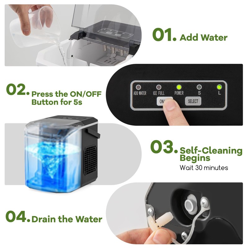 ARLIME Countertop Ice Maker, Portable Ice Making Machine 6-13 Mins