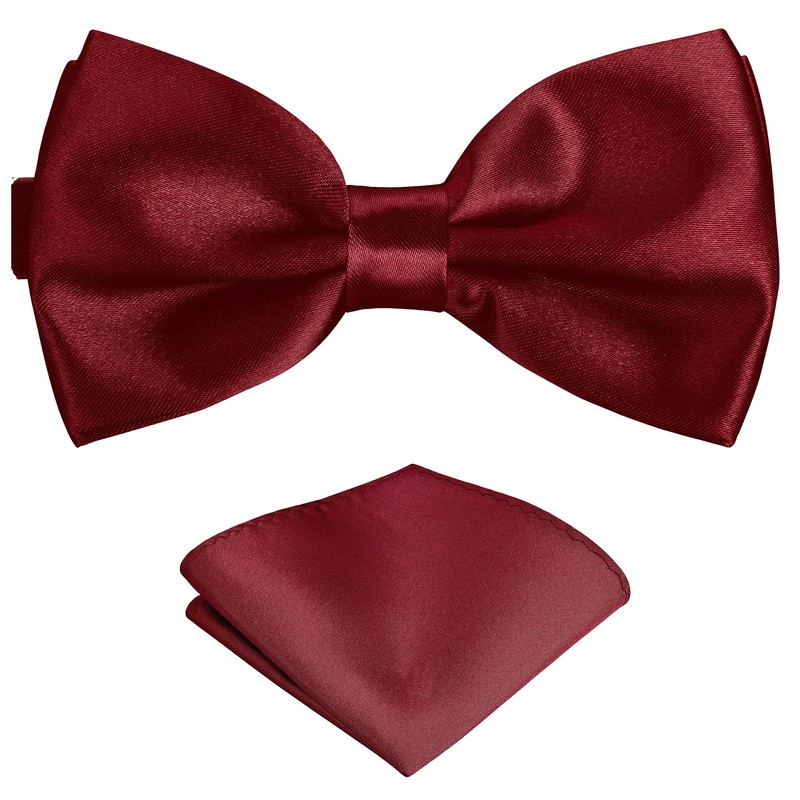 BomGuard Men's Bow Tie with Pocket Square Set - Bow