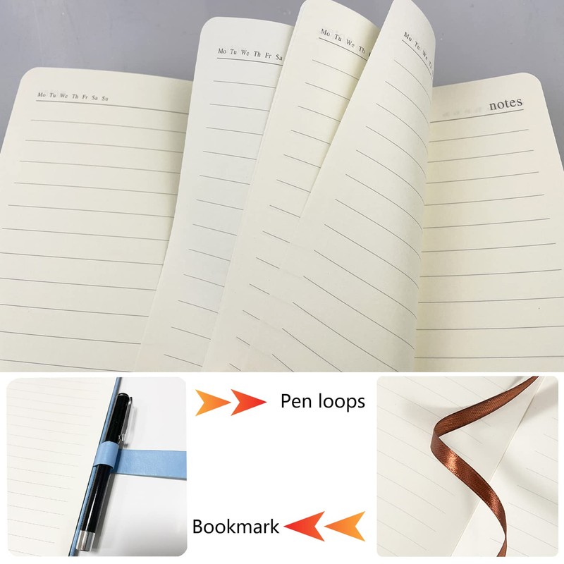 YEZIDE A5 Notebook with Pen 200 Lined Pages Leather Notebook