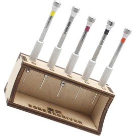 5 Piezas Kit de Destornilladores de Acero para Relojes con Mango Estriado y Estante Cuadrado, Herramienta de Relojero para Reparación y Cambio de Correas 0.8-1.6mm