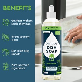 Puracy Dish Soap Dish Soap - Unscented Dish Soap - Non Toxic Dish Soap - Organic Dish Soap - Natural Dish Soap - Fragrance Free Dish Soap - Plant Based Dish Soap Fragrance Free Unscented