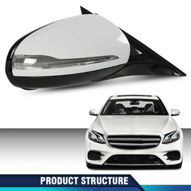 PIT66 Side Door View Mirror W/Blind Spot Right Passenger Side White 1pcs Compatible with Benz W213 E Class E300 2016-2020