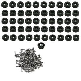50 Soft Round Rubber Feet W/Stainless Steel Screws - .437 H X 1.062 D - Metal Insert for Strength Made in USA, Non Slip, Food Safe, Conflict Minerals 3TG, BPA Free, RoHS & Reach 3 Prop 65 Compliant.
