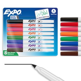 Expo Low-Odor Dry Erase Markers, Ultra-Fine Tip, 8-Pack, Assorted Colors