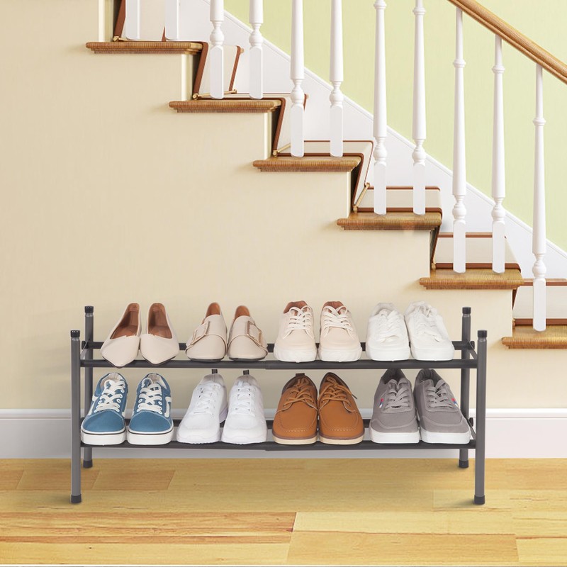 STORAGE MANIAC Expandable Shoe Rack, 8 Pairs Stackable Small Shoe
