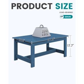 SERWALL HDPE Outdoor Coffee Table, All-Weather Patio Coffee Table, Rectangle Adirondack Outdoor Table Fits with Outdoor Sectional Couch for Outside Deck Porch Lawn, 37.8" x 22.8", Blue
