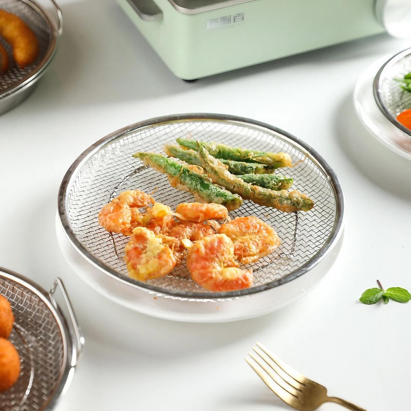 JANKOW Air Fryer Rack Round Stainless Steel Basket, Oil Strainer