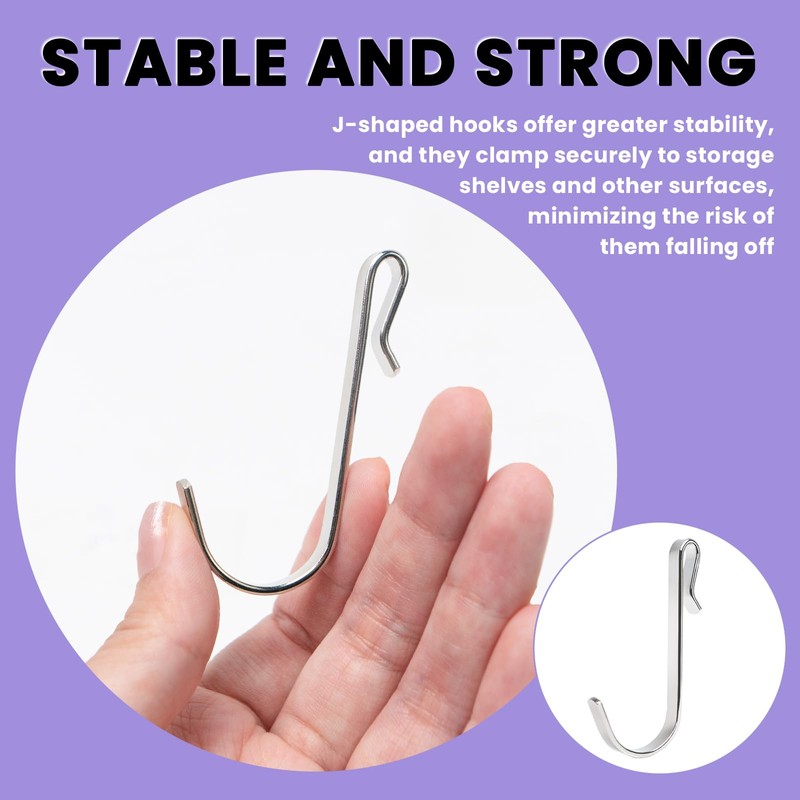 30 PCS S-Shaped Stainless Steel Hanger Clip-on Hook, Silver Wire