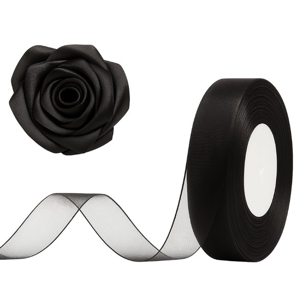 Black Organza Chiffon Ribbon – 3/4 inch Wide, 50 Yards