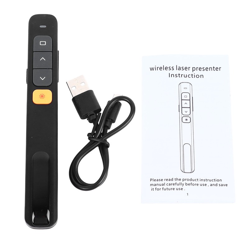 Laser Pointer Black USB Receiver Plug and Play Rechargeable Presentation