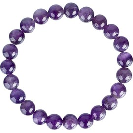 Amethyst Bracelet, Love Friendship Anxiety Healing Crystal Stone Protection Spiritual Amethyst Bracelet, Business Money Wealth Prosperity Good Luck Energy Beaded Bracelets for Men Women (Purple, One Size)