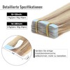 Tape-In Real Hair Extensions, Ash Blonde, 40 cm, Pack of