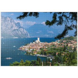 MyPuzzle View to Malcesine on Lake Garda with the Scaliger Castle (14/15 Century) - Premium 1000 Piece Puzzle - MyPuzzle Special Collection by Puzzle Galaxy