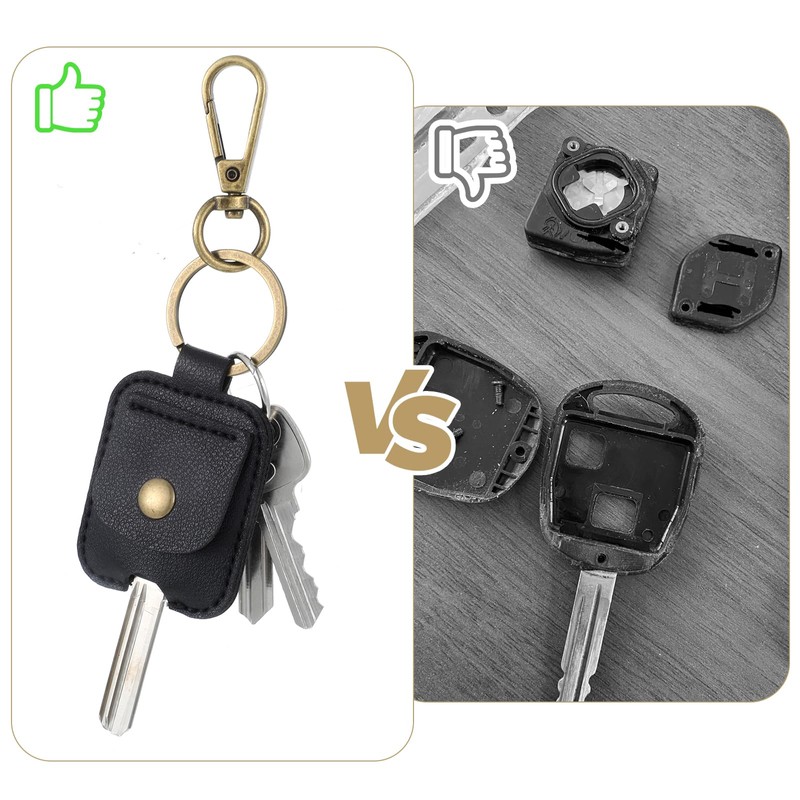Heclia 2PCS Broken Car Key Loop Replacement, Leather Car Key