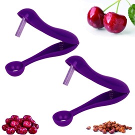 Pack of 2 Cherry Pitter Cherry Stone Remover, Quick Remove Fruit Stones Cherry Corer Suitable for Kitchen Cherry, Hawthorn, Red Date, Jujube for Quick Removal, Fruit Stones (Purple)