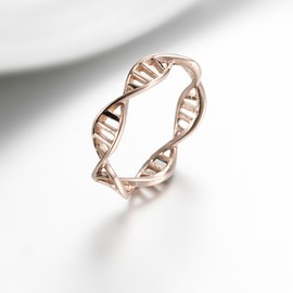INRENG Women's Stainless Steel DNA Ring Chemistry Science Molecule Twist Rope Helix Band Rose Gold Size 6