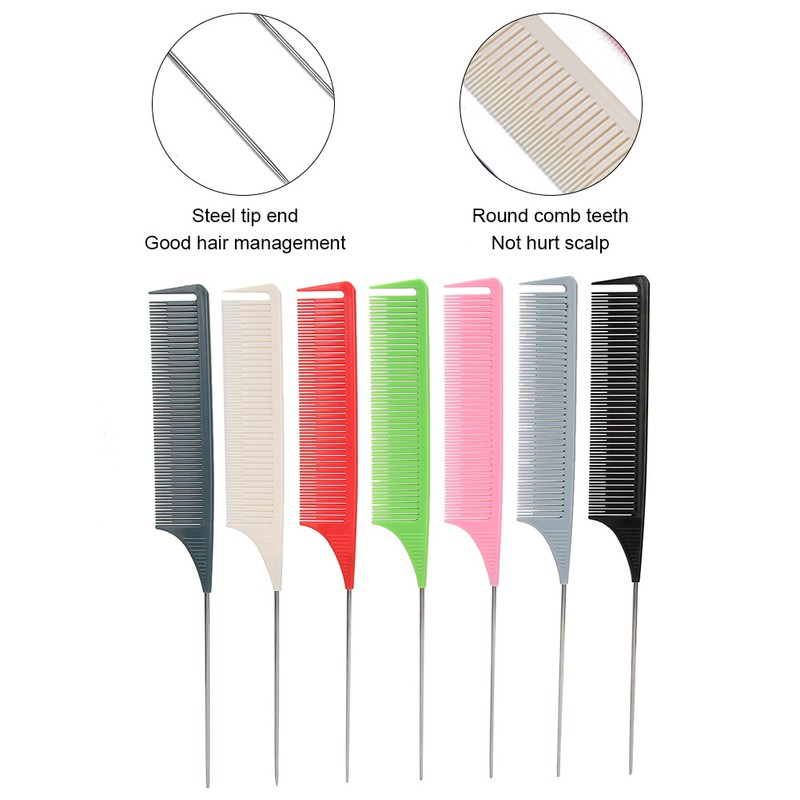 7pcs RatTail Hairdressing Styling Comb FineTooth Salon Dyeing Tinting Hair