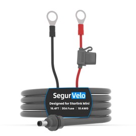 SegurVelo Starlink Mini O Ring to DC Connecters Extension Cable, 18AWG Starlink Mini Direct Battery Power Cable with ATC/ATO Fuse Holder, Weatherproof, Perfect for Off-road, RV, or Marine Use (16.4FT)