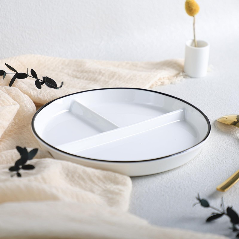 Bicuzat 1 PCS Ceramic Dinosaur Portion Control Plate Divided Dish