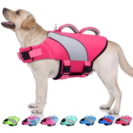Doglay Dog Life Vest, Dog Life Jacket with Double Rescue Handles and Reflective Stripes, Adjustable High Visibility Swimming Safety Vest, Pet Life Preserver Lifesaver for Small Medium Large Dogs