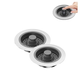 Kitchen Sink Drain Strainer，3in1 Stainless Steel Pop-Up Sink Strainer Stopper（2Pcs）