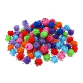 PATIKIL 0.8inch Pom Poms for Crafts, 2Pack 100Pcs Fuzzy Pastel Glitters Pom Pom Balls for Art Supplies DIY Creative Craft Material Handicraft Decorations, Multicolored