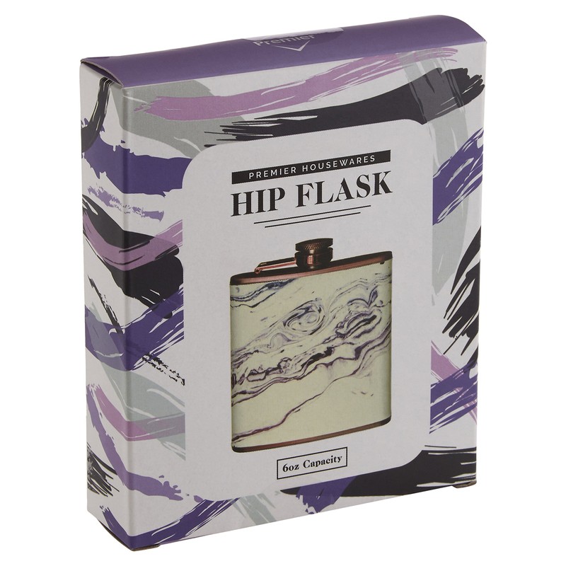 Premier Housewares Hip Flask, Marble Effect, Rose Gold, Stainless-Steel, 3
