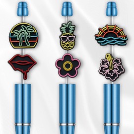 Qimbytar Love Heart Birthday Party Cool Neon Focal Beads for Pens, Silicone Focal Beads Bulk for Bead Pens Keychain Bracelet Jewelry Making (Neon)