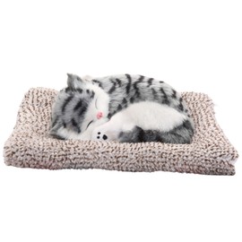 TASINO Cat Figurine, Plush, Real, Gray, 10.2 x 7.1 inches (26 x 18 cm), Cute, Lifelike, Kitten, Model, Miscellaneous Goods, Car