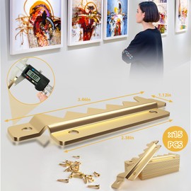 Wuno Shop 15PCS Sawtooth Hangers, Heavy Duty Hanging Hardware With Screws, Large Saw Toothed Frame Brackets for Solve Heavy Picture Hanging, Frame Hooks - Gold