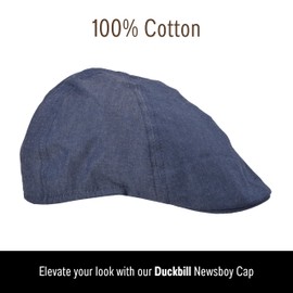 Bigalli Duckbill Newsboy Hats for Men Cotton Soft Lightweight Casual Flat Cap Golf Newsboy Cap | Denim Size L | Boinas para Hombre | Gatsby Hats Duckbill Hats for Men