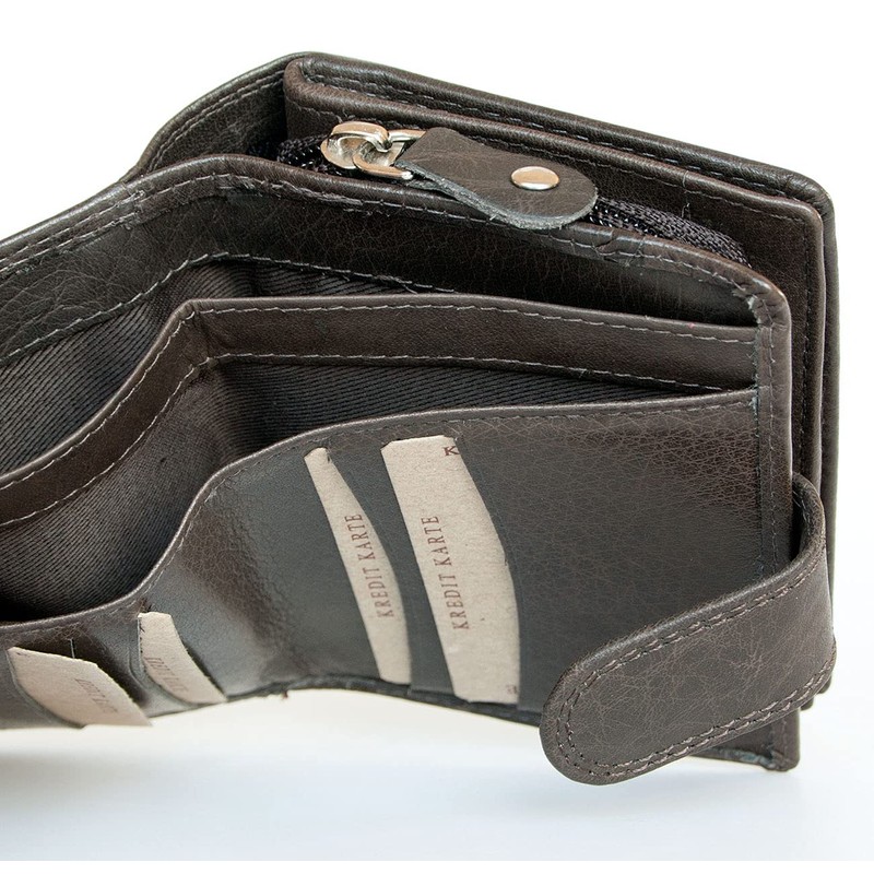 Women's Dark Bown Genuine Leather Wallet Without Any Logos or