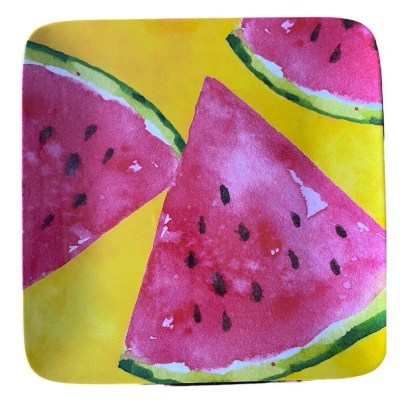 Sunglow Style Tropical Fruits MELAMINE Dinner Plates 4pc