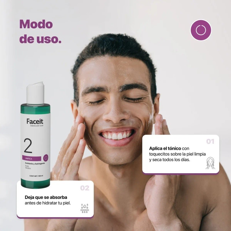 Acido Glicolico Tonico Facial Tratamiento Acne Unificante Faceit 180ml Aclarante