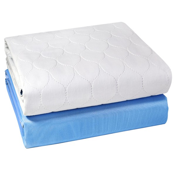 Conkote Heavy Absorbency Bed Pads, 34"X52" (2 Pack), Washable and Reusable Incontinence Underpads, Waterproof Sheet and Mattress Protectors