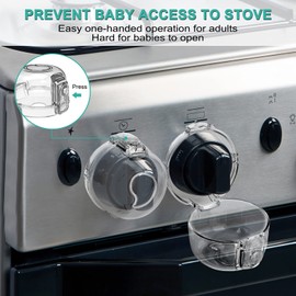 Mom's Choice Gold Awards Winner - Stove Knob Covers for Child Safety (5 + 1 Pack) Double-Key Design and Upgraded Universal Size Gas Knob Covers Clear View Childproof Oven Knob Covers for Kids and Pets