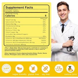 Vitamin B2 Riboflavin Gummies 400mg for Men – Chewable B2 with B-Complex & Turmeric for Digestive, Nervous System Support, Vegan, Sugar-Free, 60 Count