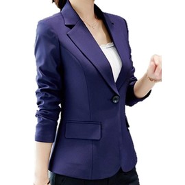 Lunar Berry 4406 Women's Tailored Long-Sleeved Single-Button Business Blazer - Structured Longer Length French Chic Healthy Wrinkle Free Waist Shape Solid Burgundy Athletic Effortress Loose Fit Navy (black button)