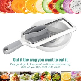 Miawtro Mandoline Vegetable Slicer,3-Level Thickness Food Slicer with Hand-Protecting Food Clip,Cabbage Shredder with Wear-Resistant and Non-Slip Bottom for Vegetables,Fruits,Cheese,Salad