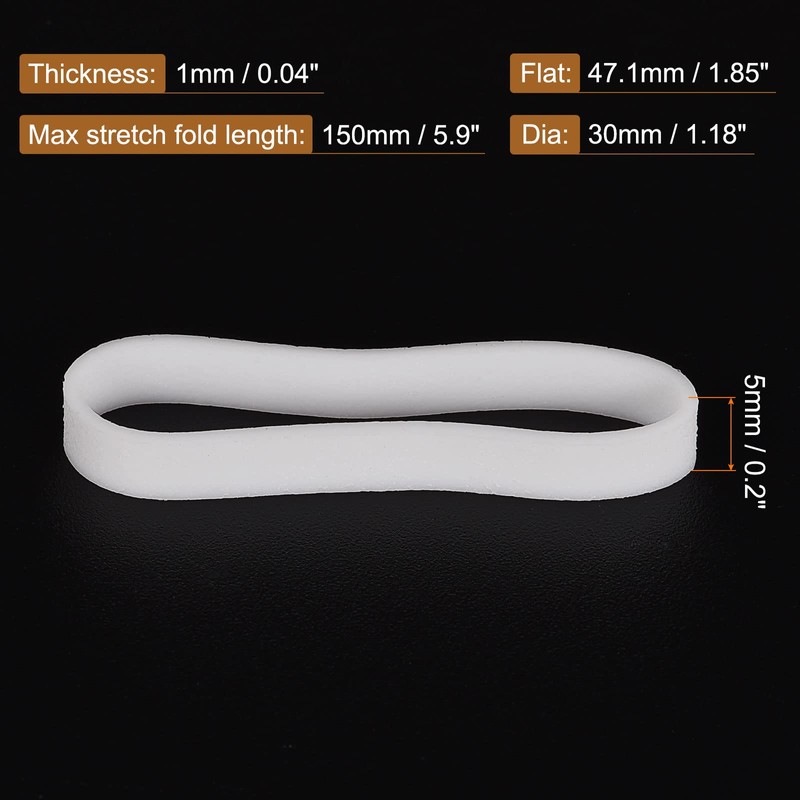 MECCANIXITY Silicone Rubber Bands Rings 100Pcs Non-Slip 30mm Dia 1mm